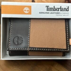 Timberland Men's Baseline Canvas and Genuine Leather Trifold Wallet NWT
